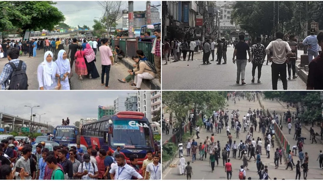 শিক্ষার্থীদের অবরোধে কার্যত ঢাকা অচল