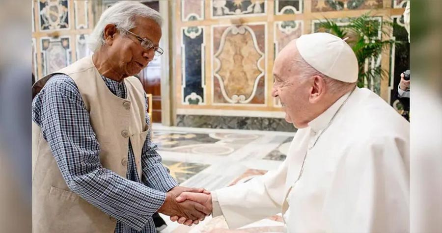 পোপ ফ্রান্সিস ও বাংলাদেশের প্রধান উপদেষ্টা অধ্যাপক ড. মুহাম্মদ ইউনূস রোমে যৌথভাবে ‘পোপ ফ্রান্সিস-ইউনূস ত্রি-জিরো ক্লাব’ উদ্বোধন