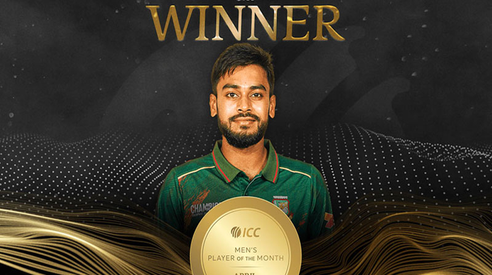 আইসিসি ‘মেনস প্লেয়ার অব দ্য মান্থ’ নির্বাচিত হয়েছেন মেহেদী হাসান মিরাজ