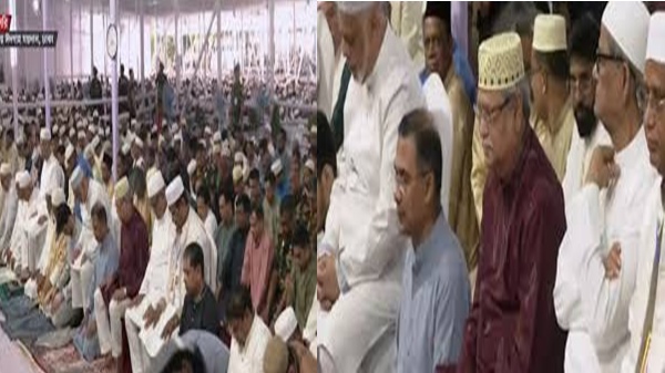 দীর্ঘ ৩৬ বছর পর পবিত্র ঈদুল ফিতরের প্রধান জামাতে একই সঙ্গে নামাজ আদায় করেছেন রাষ্ট্রপতি এবং প্রধানমন্ত্রী